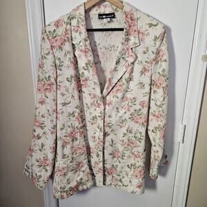 Sag Harbor Vintage Floral Blazer Jacket Women’s Size 16 Preppy Country Club